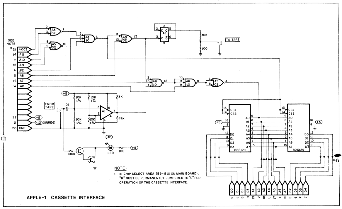 Apple 1 cassette interface schematics | Applefritter