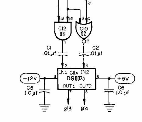 Part of original Apple-1 schematic showing 1.0uF bypass capacitors