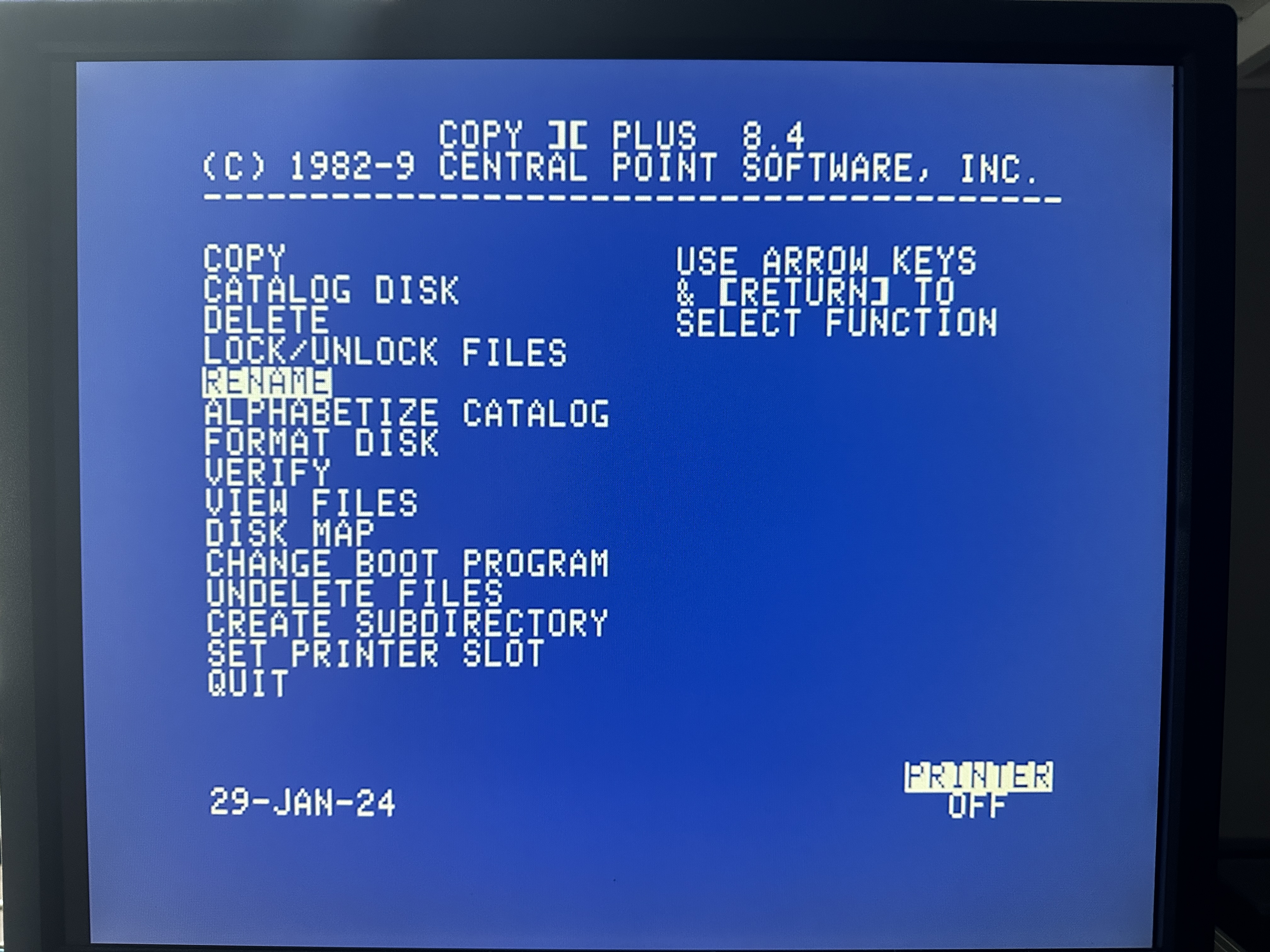 Copy II+ 8.4 main menu