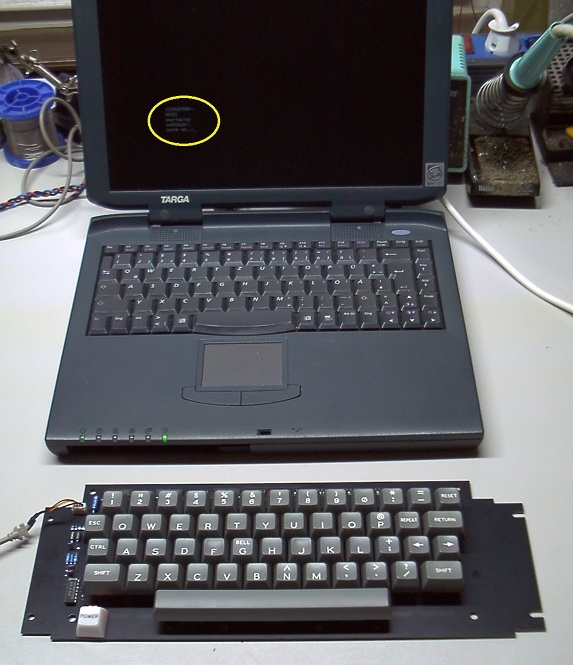 YAAK keyboard test setup with DOS notebook